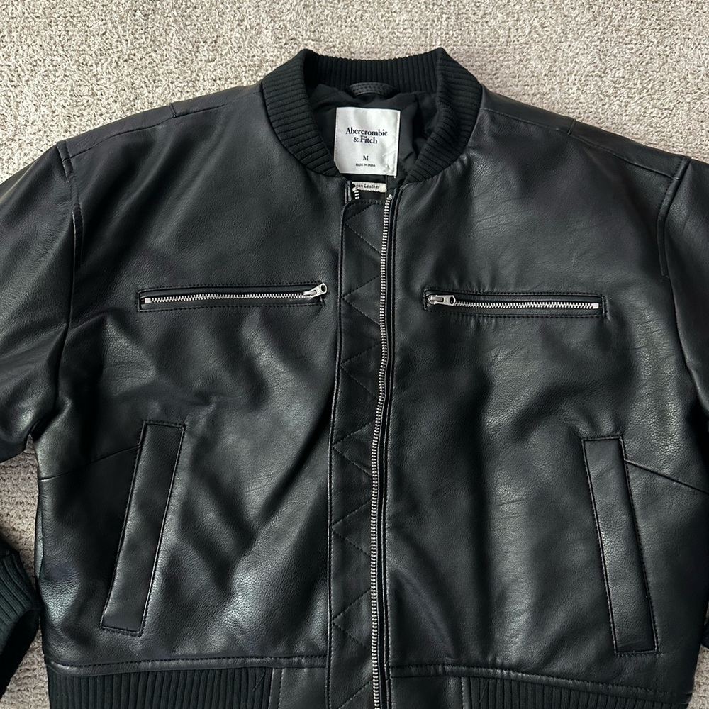Abercrombie & Fitch Black Vegan Leather Jacket